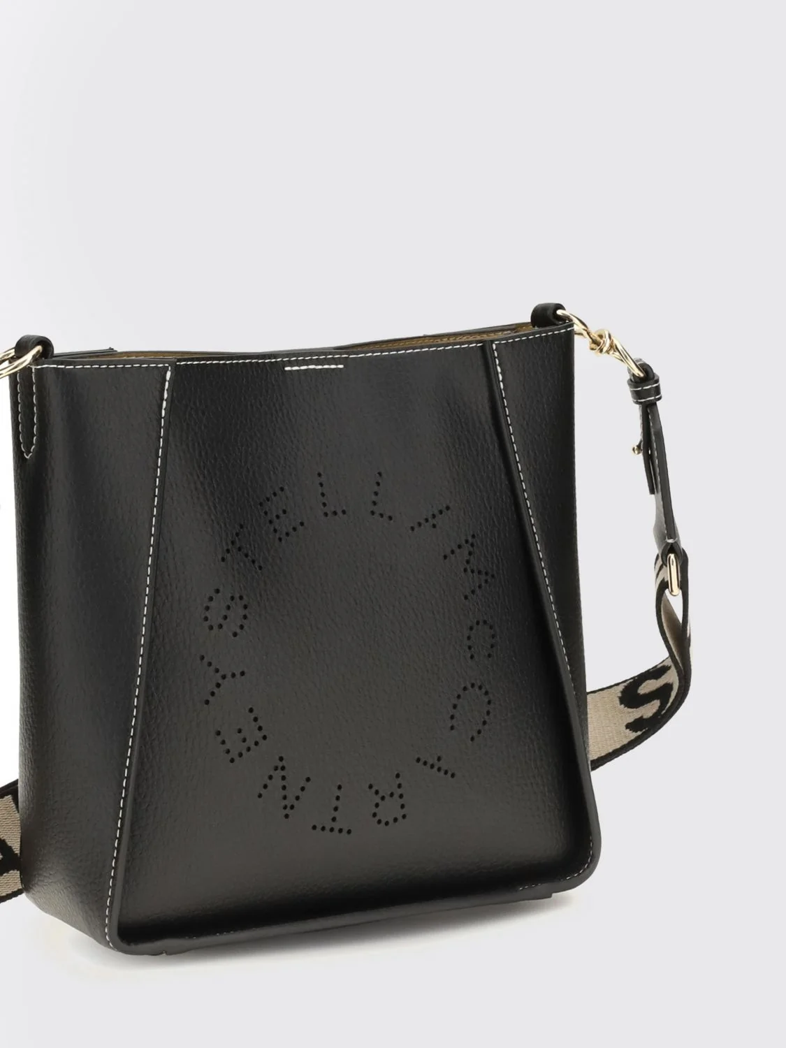 crossbody bag in faux leather with perforated logo
