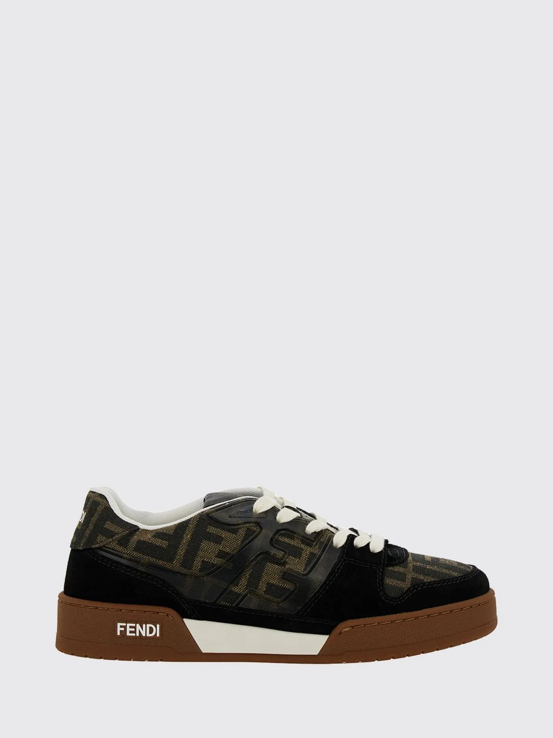 match suede and ff monogram jacquard sneakers