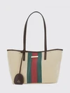 tribeca shoulder bag in cotton canvas with web stripe and charms