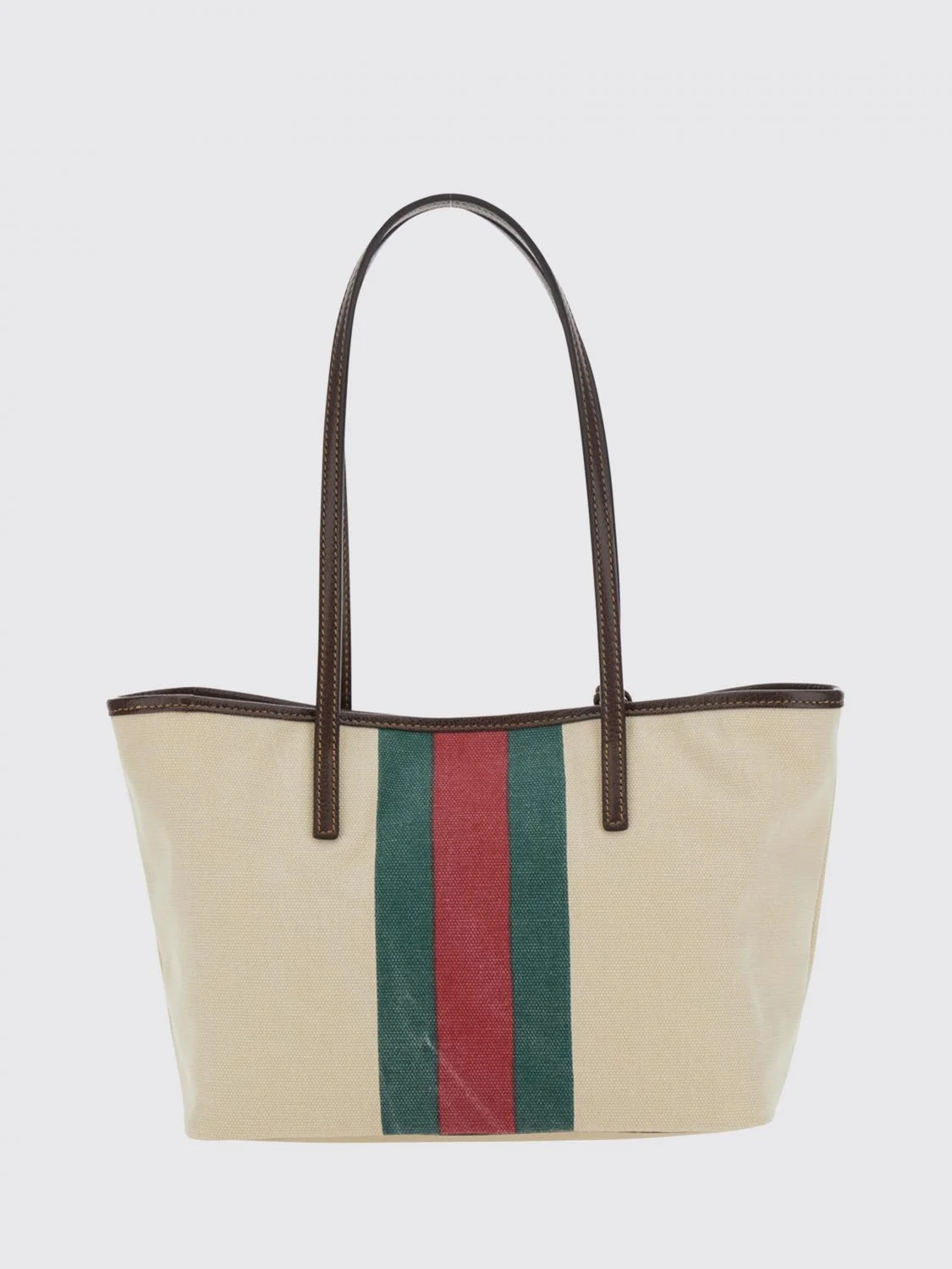 tribeca shoulder bag in cotton canvas with web stripe and charms