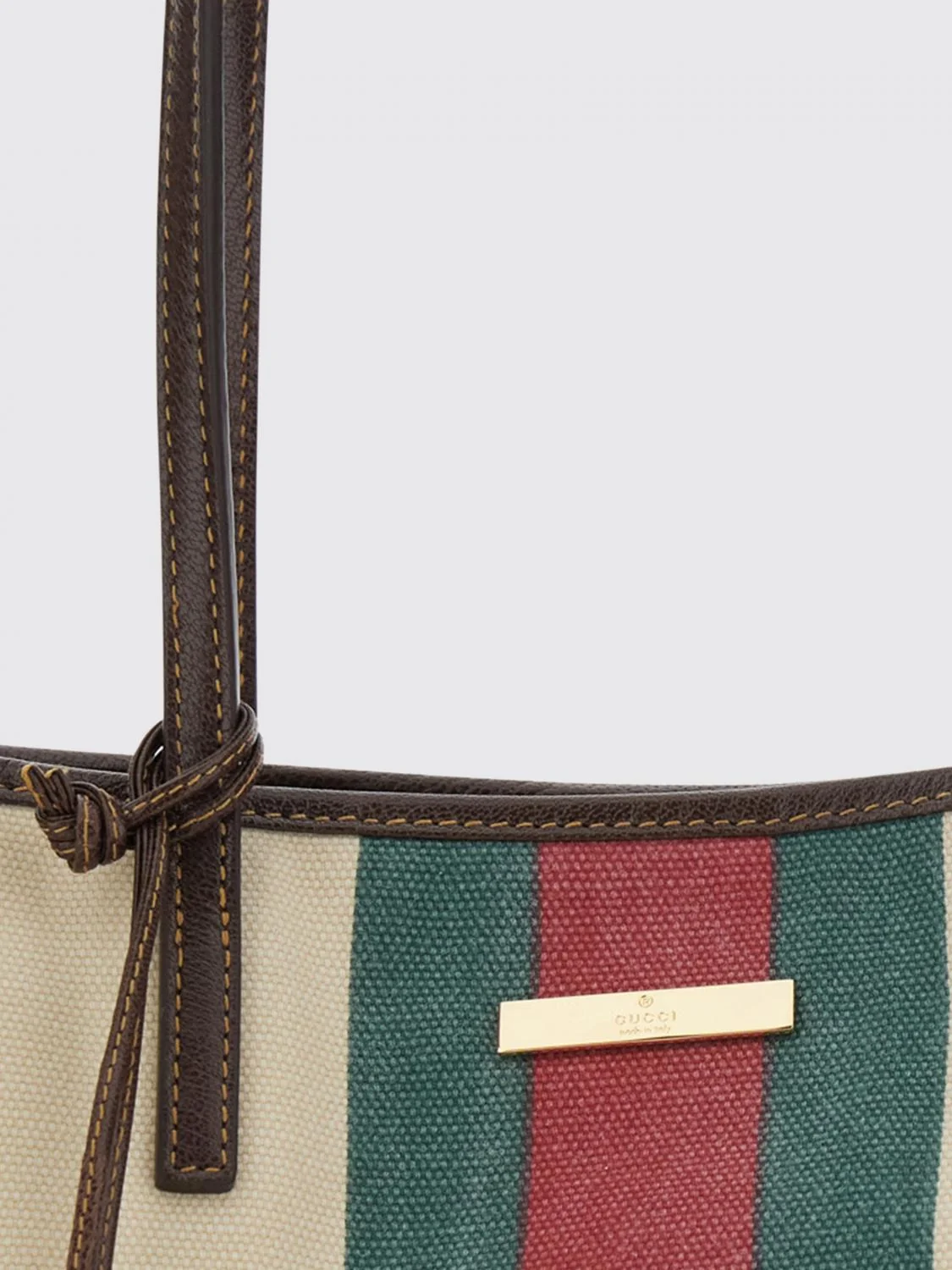 tribeca shoulder bag in cotton canvas with web stripe and charms