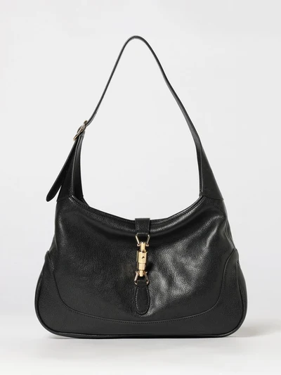 jackie 1961 medium shoulder bag in black grained leather