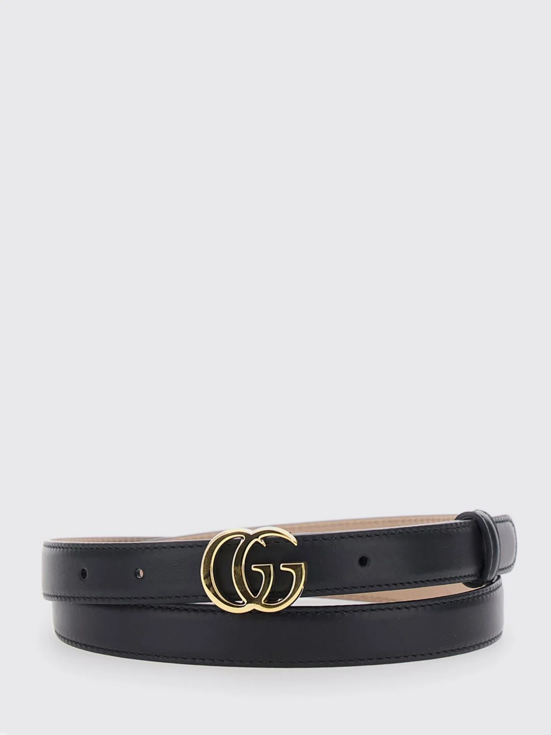 GUCCI 70 gg marmont slim calfskin leather belt with double g buckle
