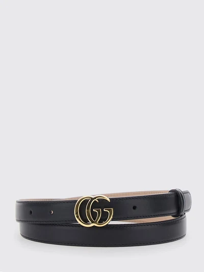 gg marmont slim calfskin leather belt with double g buckle