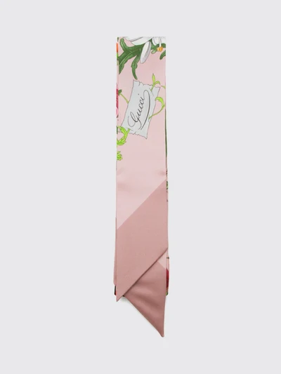 floral print silk bandeau scarf with logo