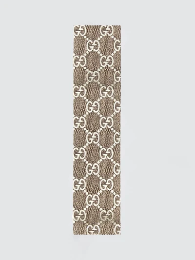 rectangular bandeau scarf in silk with all-over gg monogram print