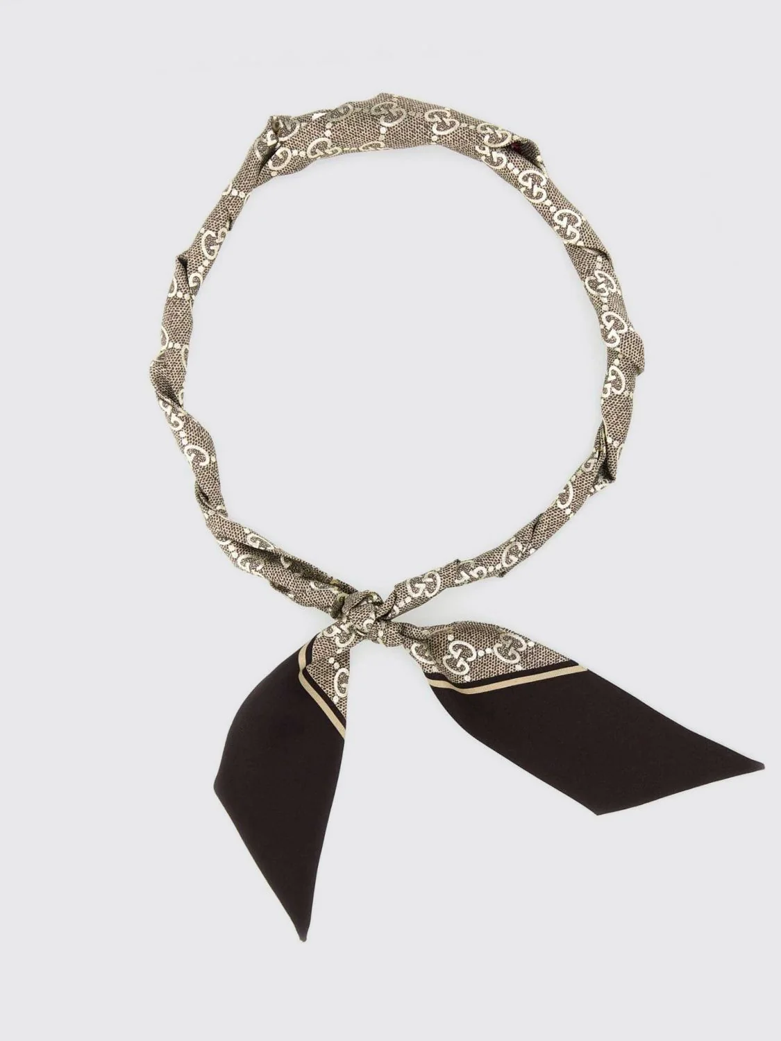 GUCCI OS rectangular bandeau scarf in silk with all-over gg monogram print