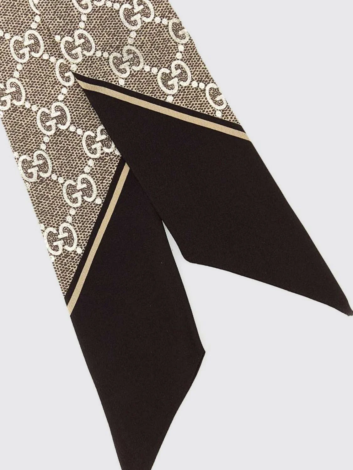 rectangular bandeau scarf in silk with all-over gg monogram print