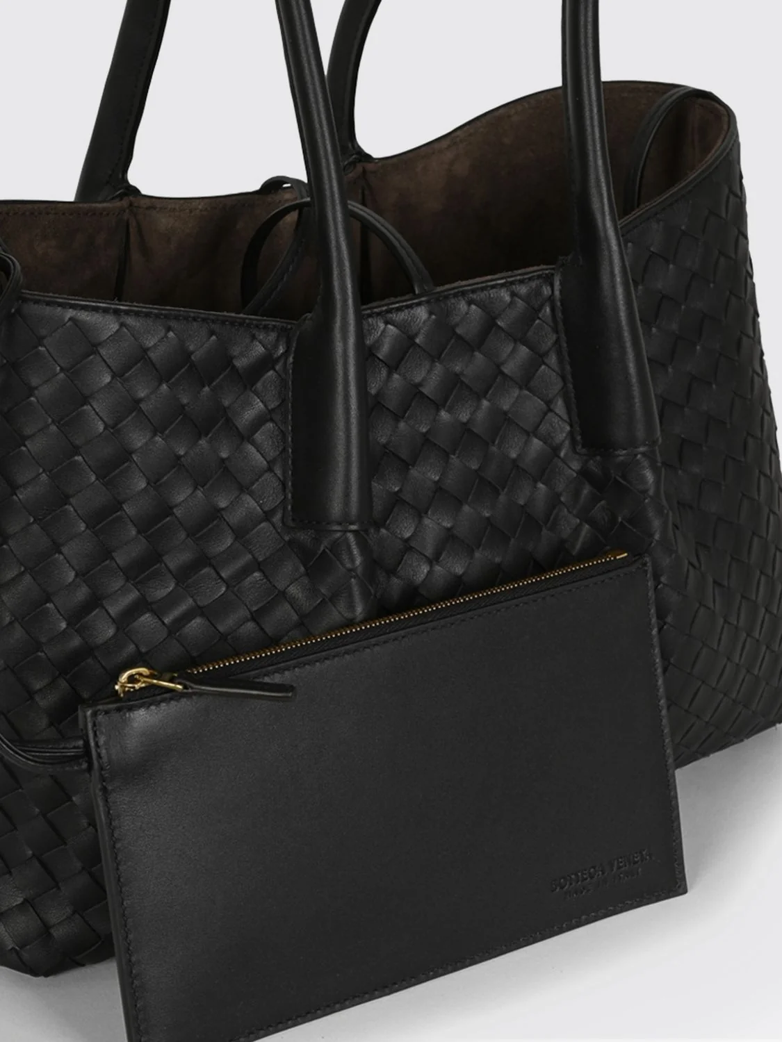 pinacoteca woven calfskin leather shoulder bag
