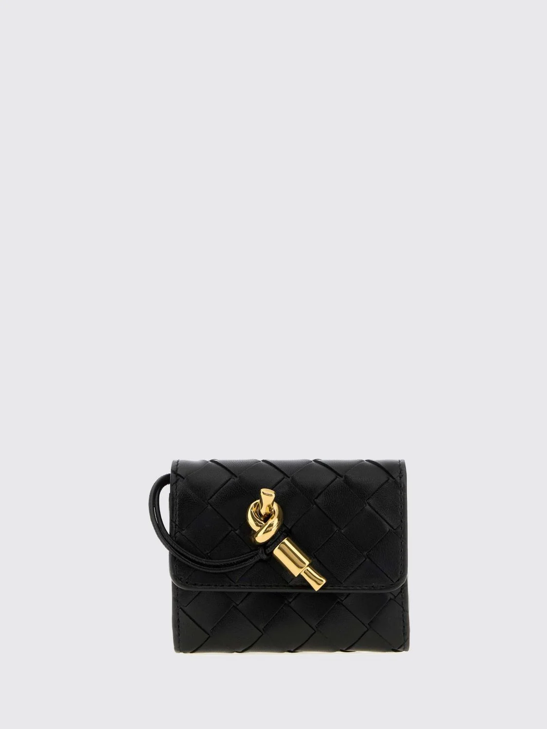 BOTTEGA VENETA OS andiamo woven lambskin leather tri-fold wallet