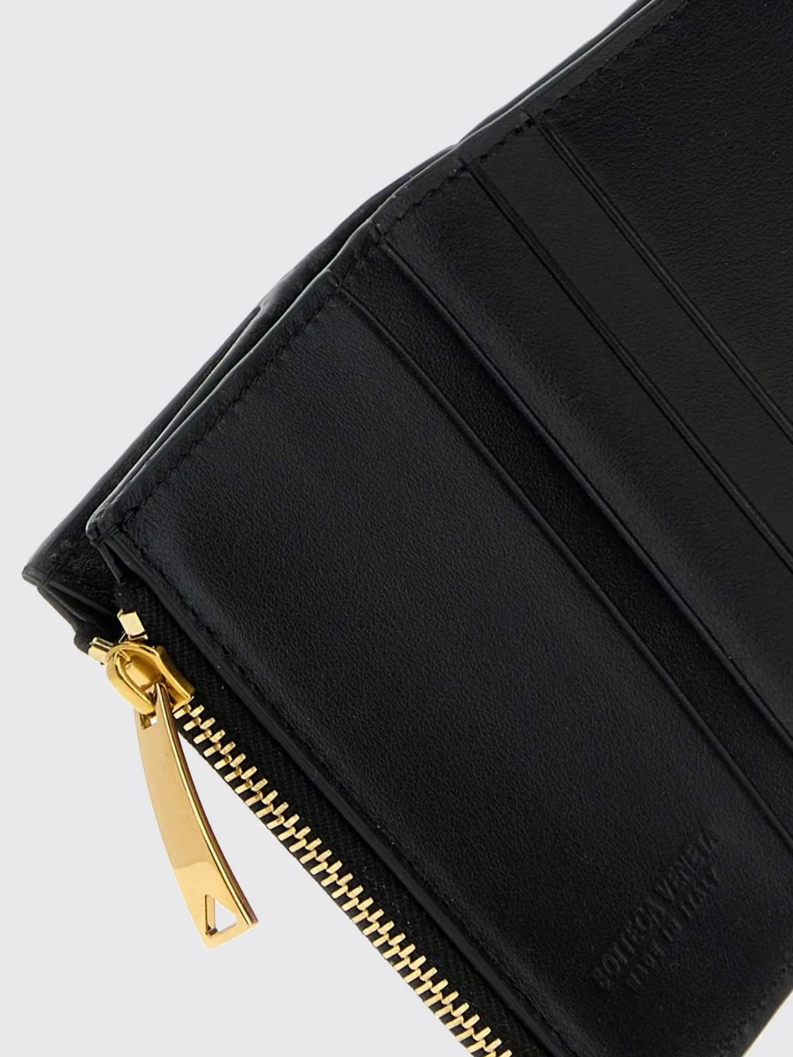 BOTTEGA VENETA OS andiamo woven lambskin leather tri-fold wallet