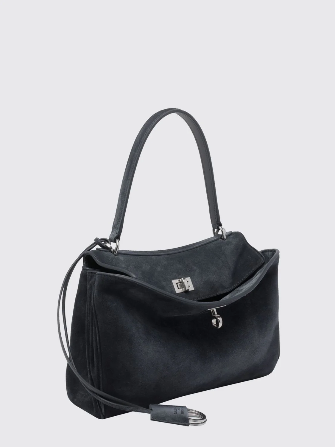 rodeo small suede calfskin handbag with charm and turn-lock closure
