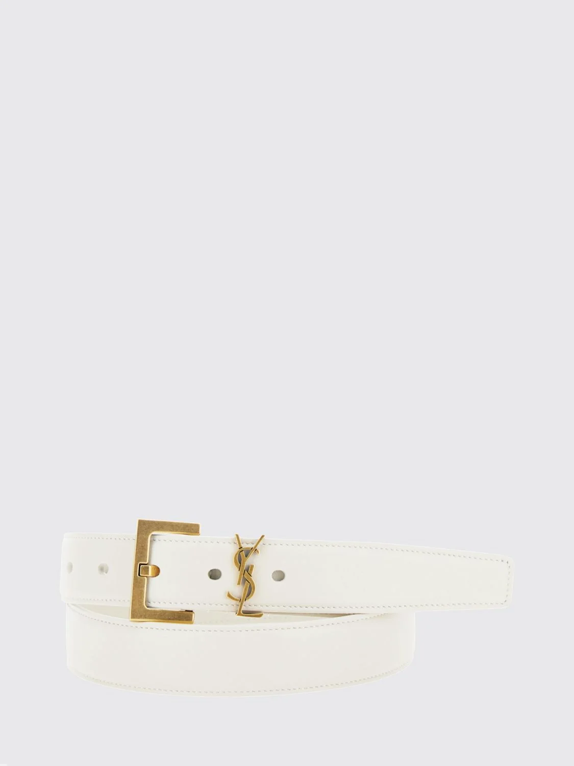 cassandre 3 cm calfskin leather belt with ysl monogram