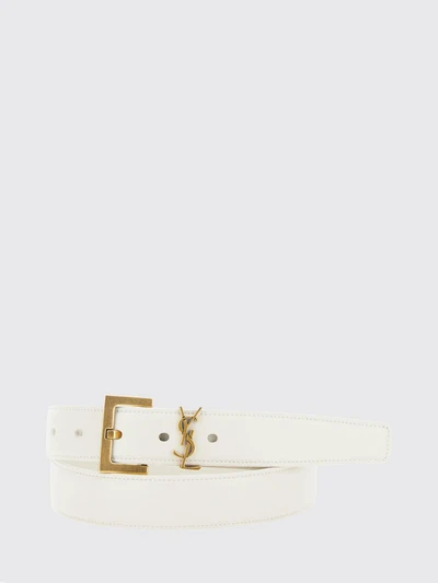 cassandre 3 cm calfskin leather belt with ysl monogram
