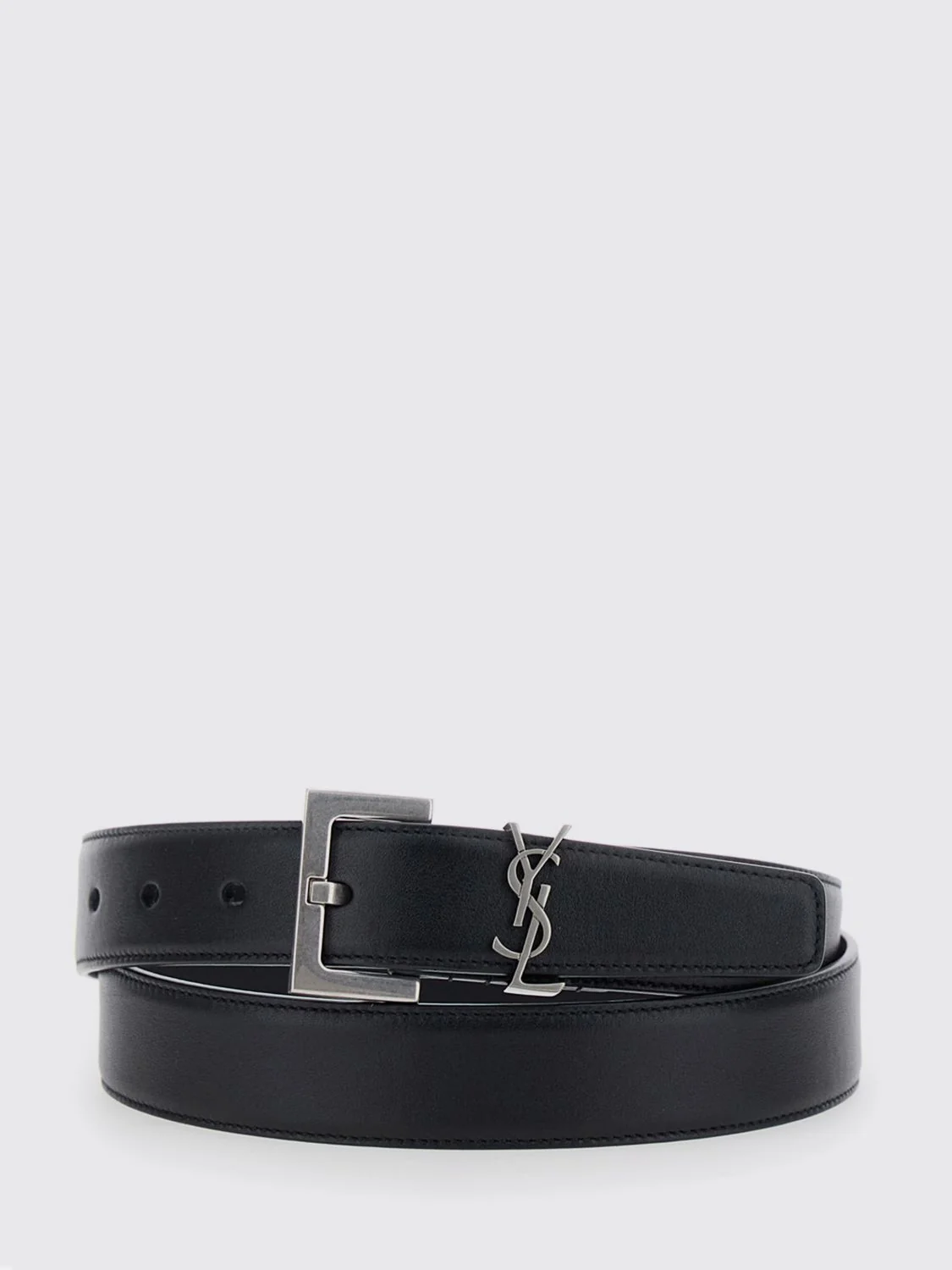cassandre calfskin leather belt with ysl monogram buckle