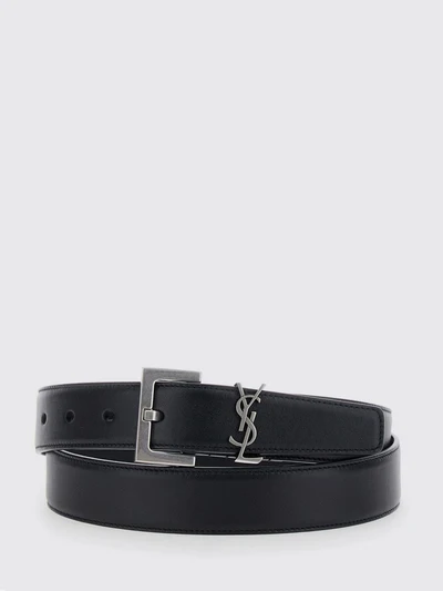 cassandre calfskin leather belt with ysl monogram buckle