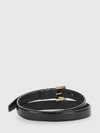 cassandre croc-effect calfskin leather belt with ysl monogram