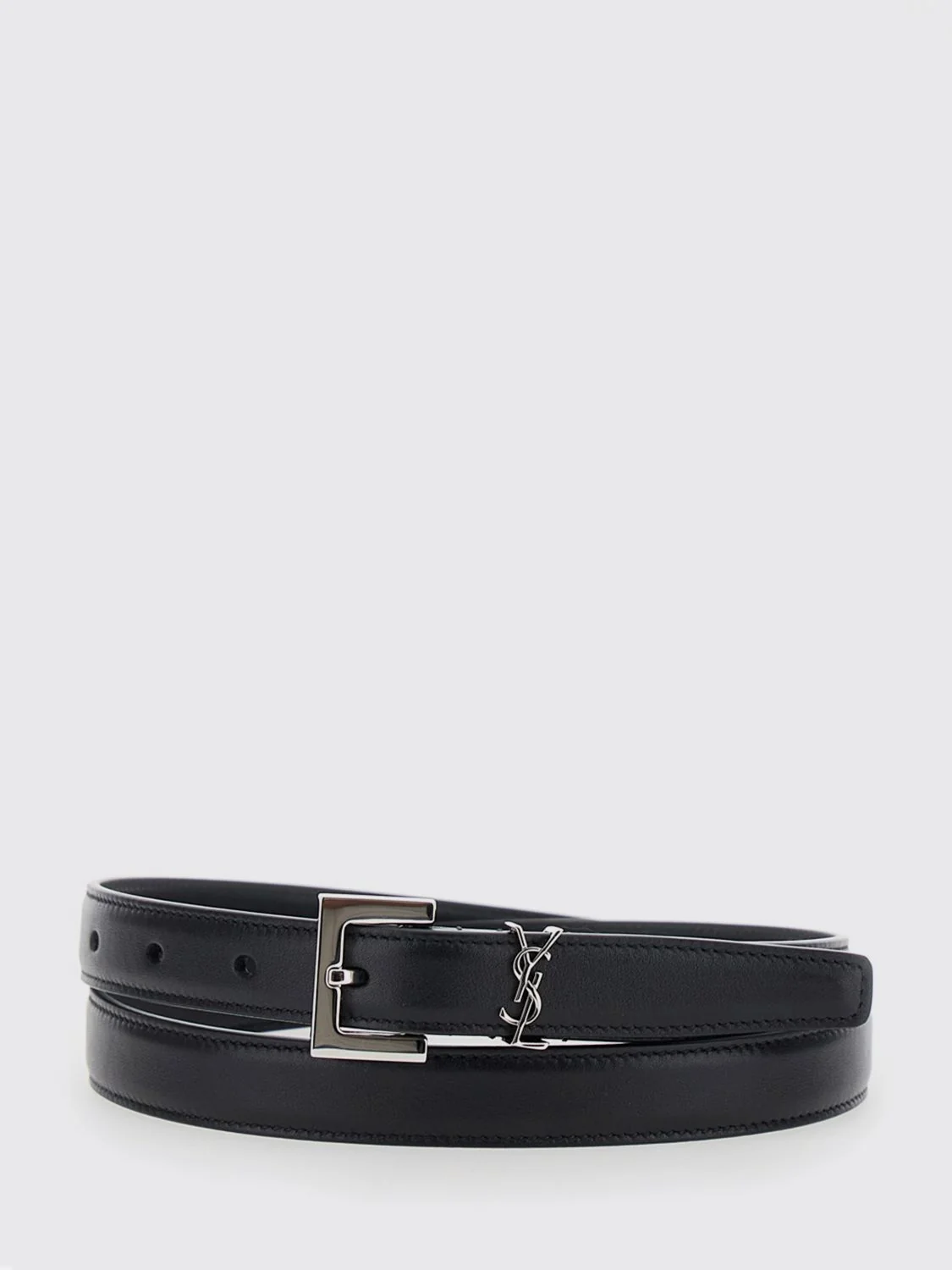 SAINT LAURENT 75 cassandre deer leather belt with ysl monogram buckle
