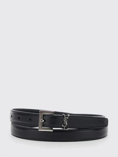 cassandre deer leather belt with ysl monogram buckle