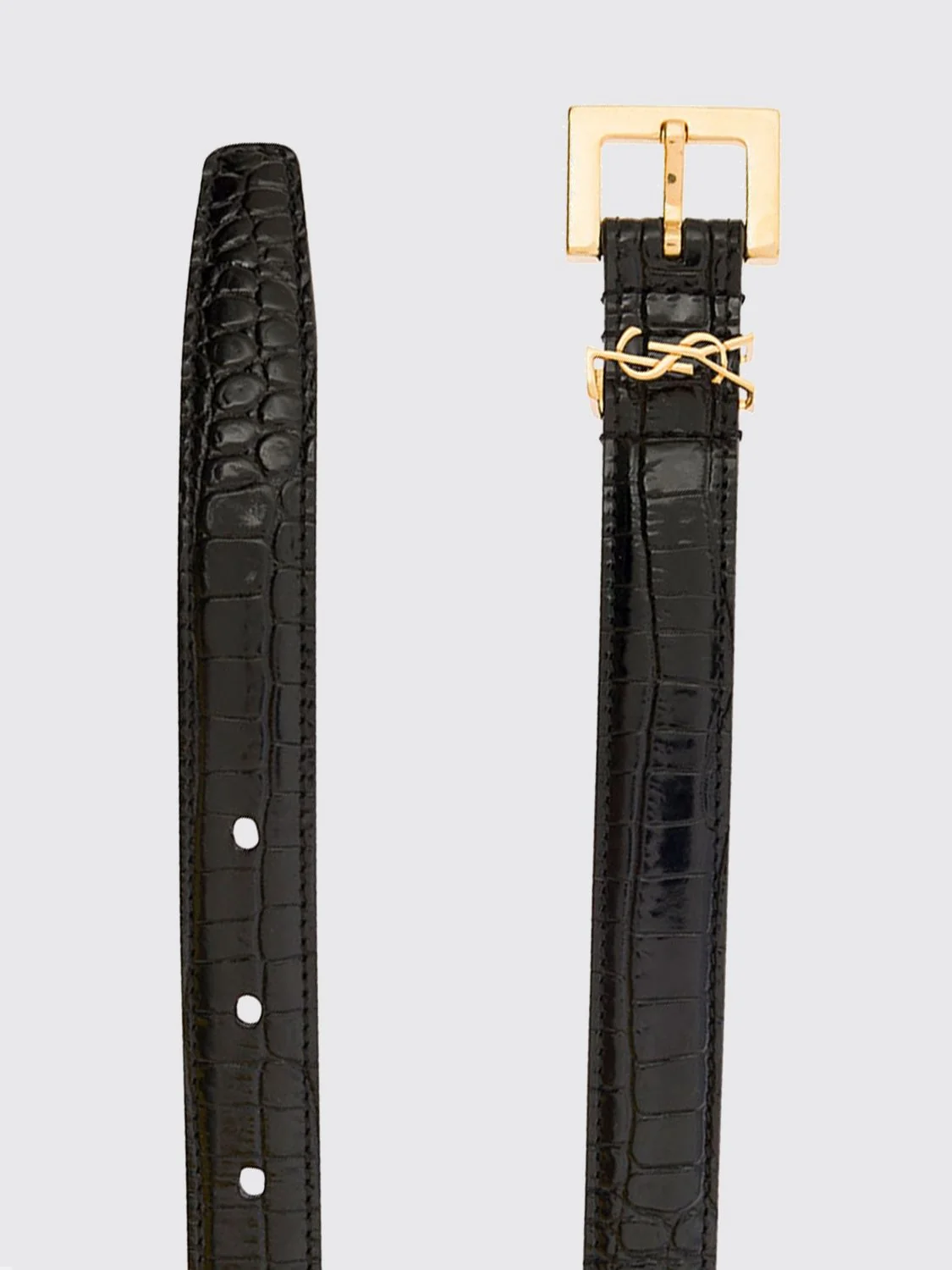 cassandre croc-effect lambskin belt with ysl monogram
