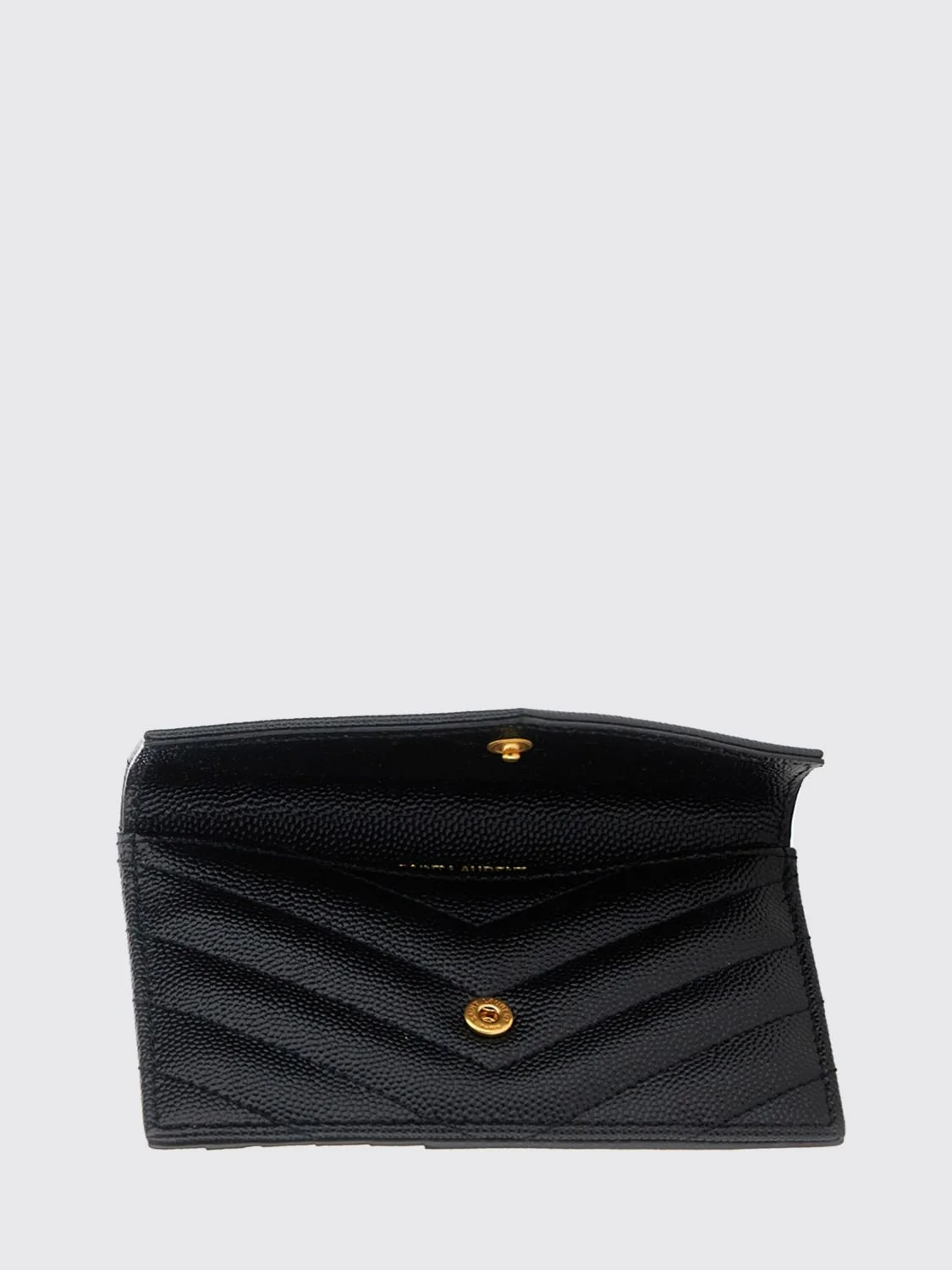 SAINT LAURENT OS cassandre card holder in leather with ysl metal monogram