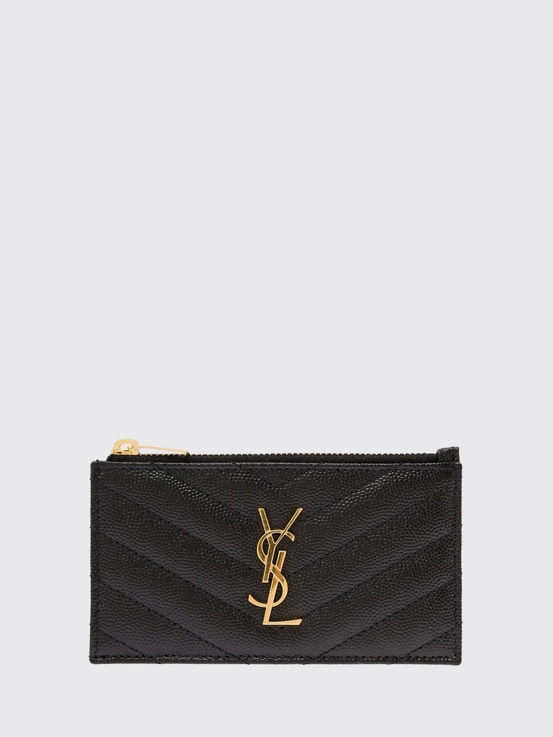 SAINT LAURENT OS cassandre grain de poudre leather card holder with ysl logo