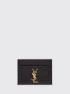 cassandre flat card holder in grain de poudre leather with ysl