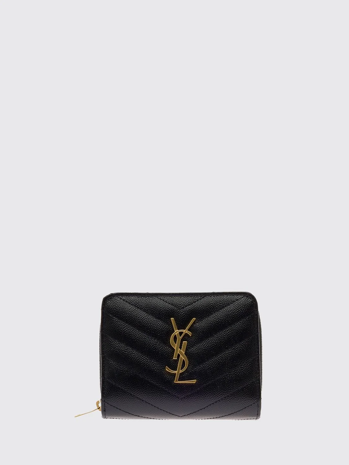 SAINT LAURENT OS cassandre bifold zip wallet in grain de poudre leather