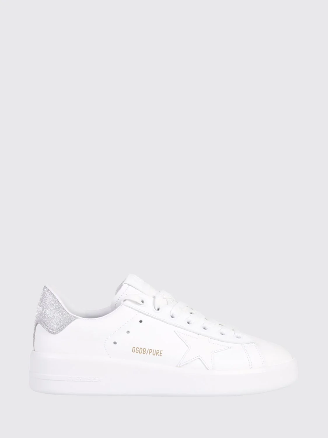 GOLDEN GOOSE 36 purestar low-top sneakers in leather and glitter mesh with logo
