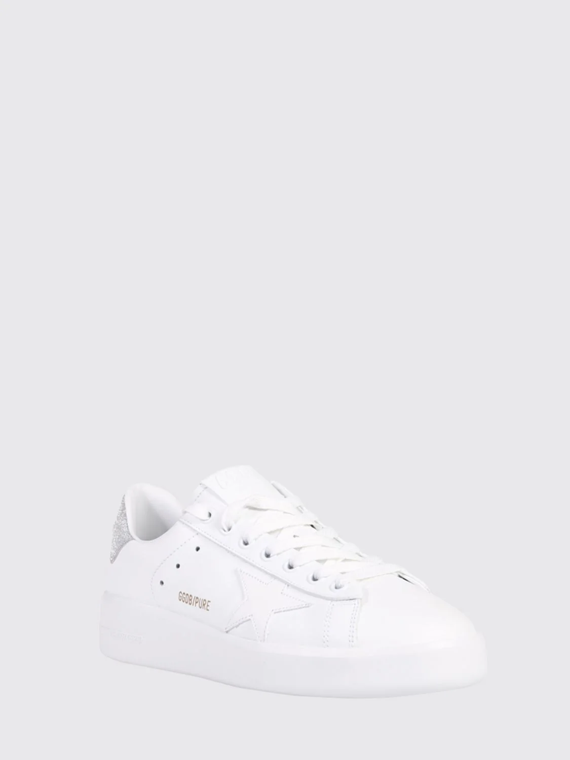 GOLDEN GOOSE 36 purestar low-top sneakers in leather and glitter mesh with logo