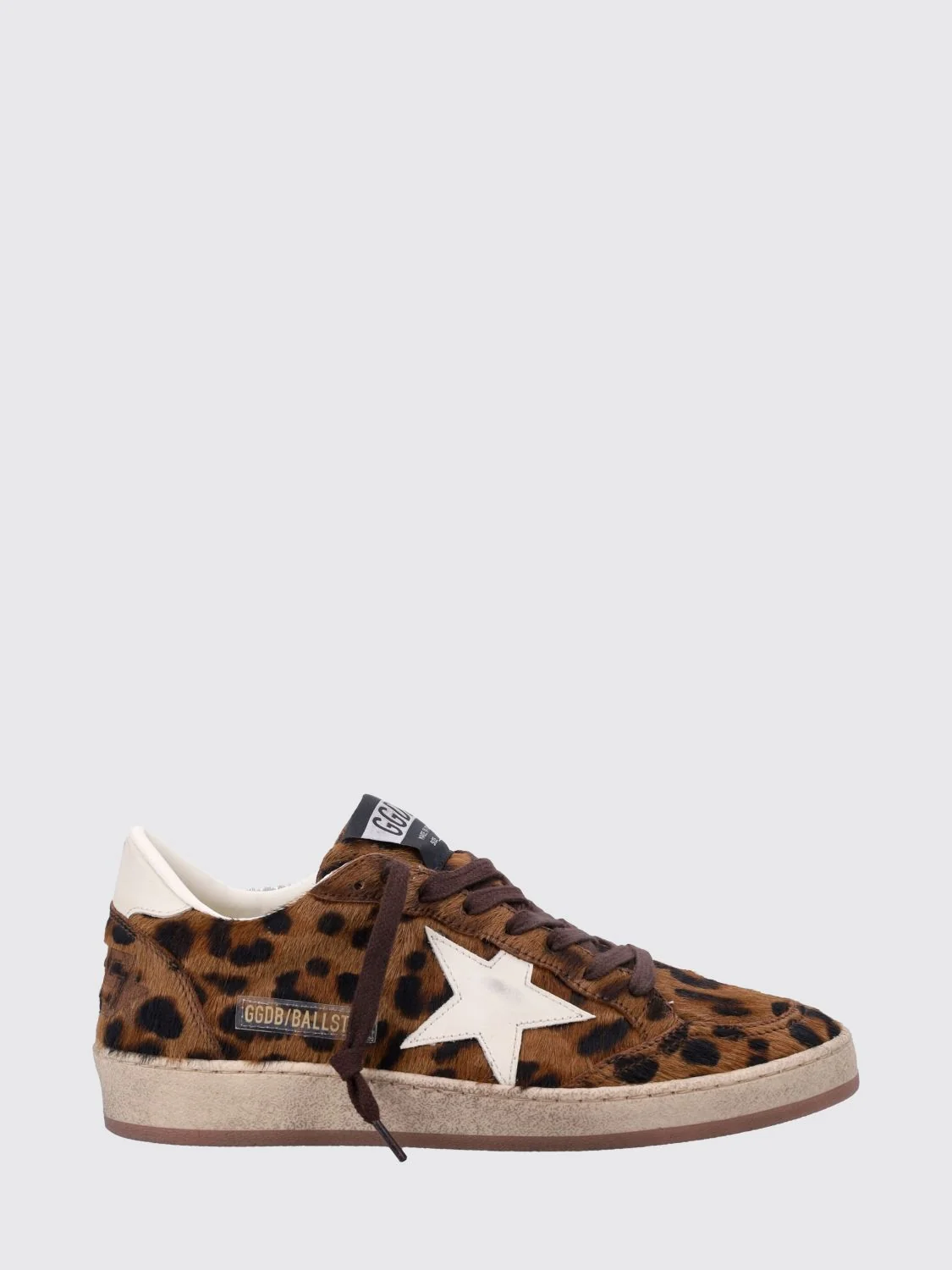 GOLDEN GOOSE 36 ball star animal print leather and pony hair sneakers