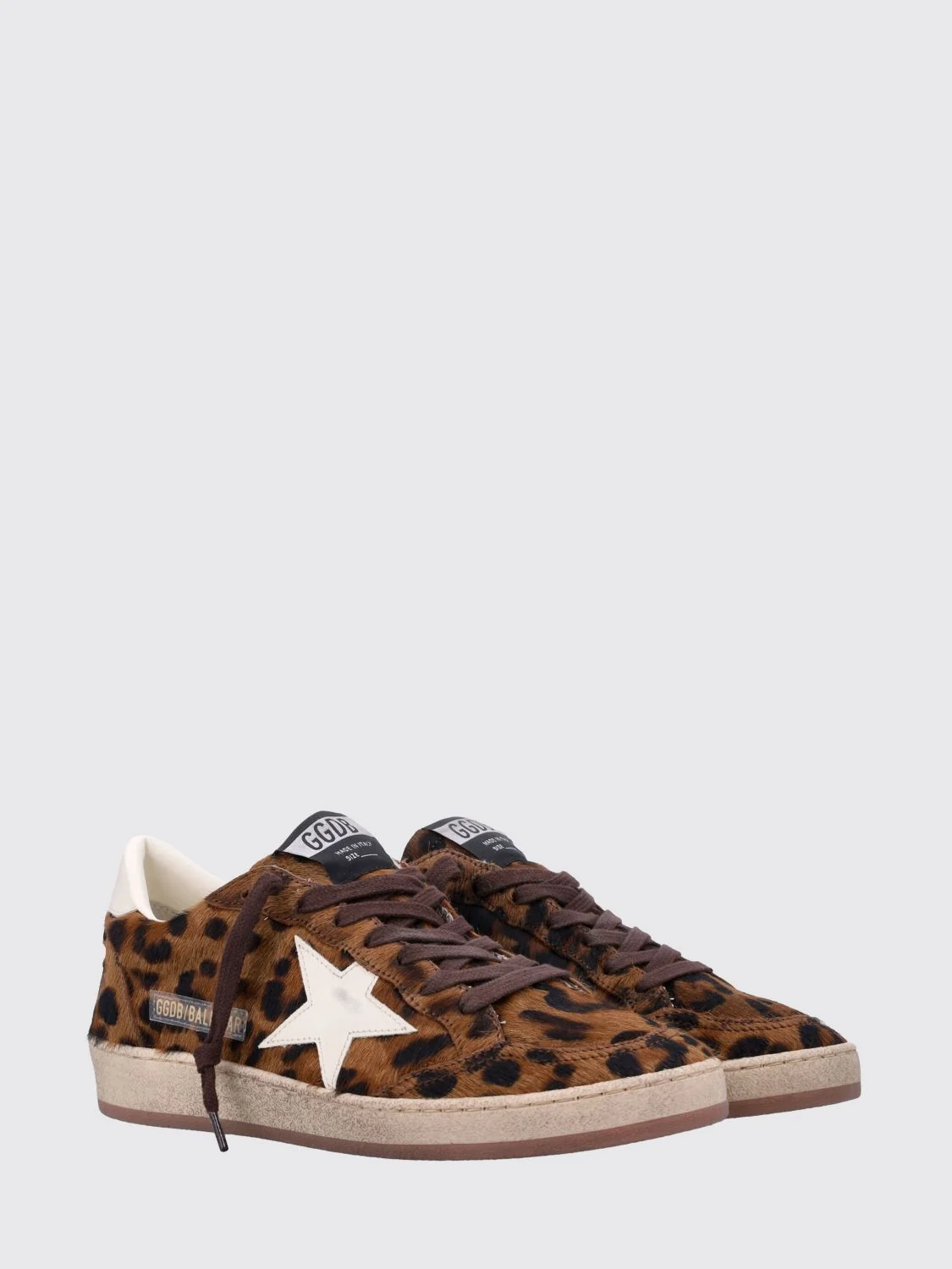 ball star animal print leather and pony hair sneakers