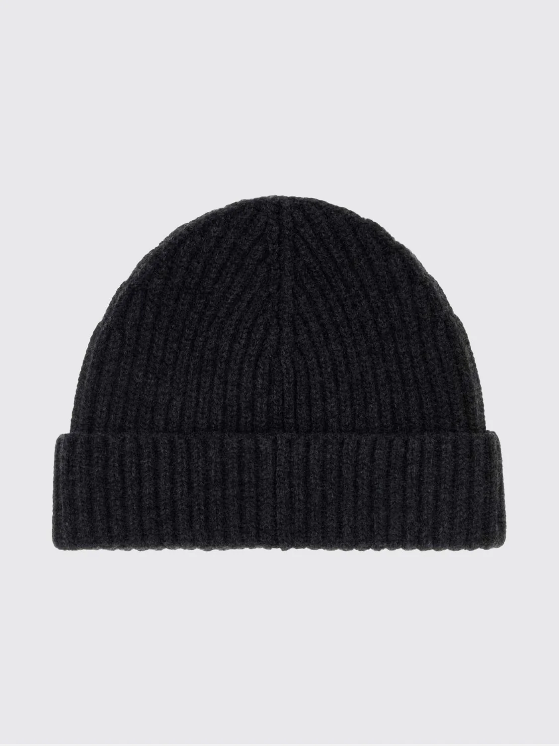 LOEWE OS ribbed pure cashmere beanie with cuff and logo patch