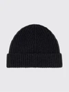 ribbed pure cashmere beanie with cuff and logo patch