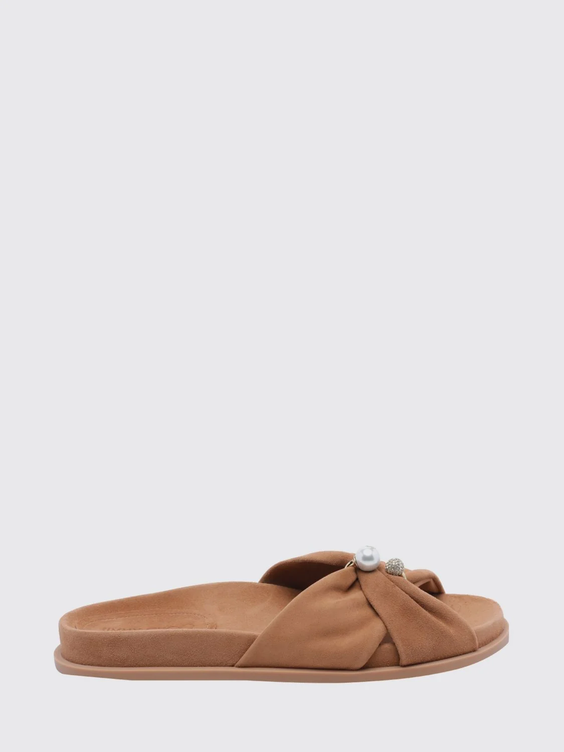 JIMMY CHOO 37 rafi suede slide sandals with pearls and rhinestones