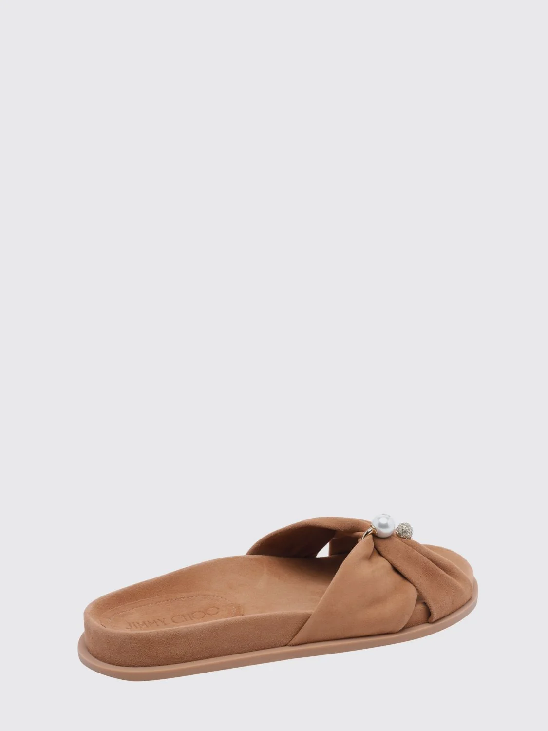 rafi suede slide sandals with pearls and rhinestones