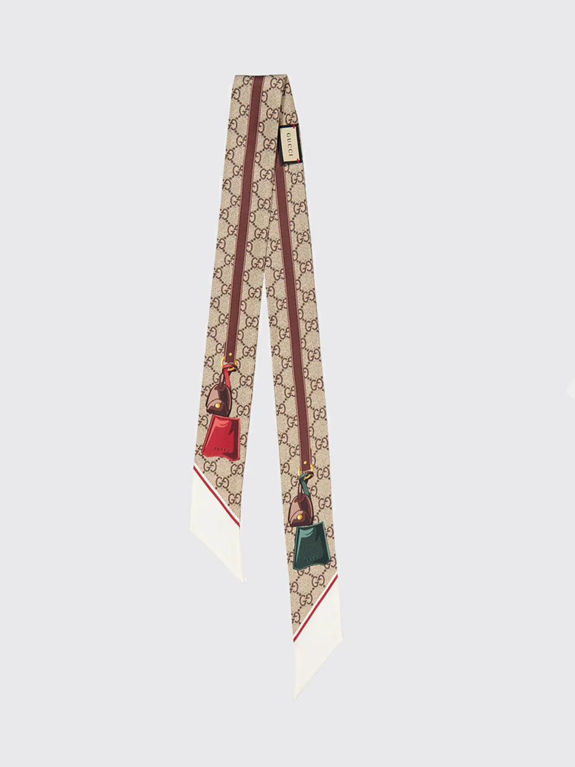 rectangular silk bandeau scarf with graphic gg monogram print