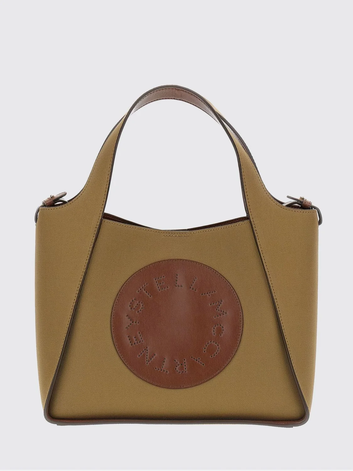 logo canvas handbag with removable pouch