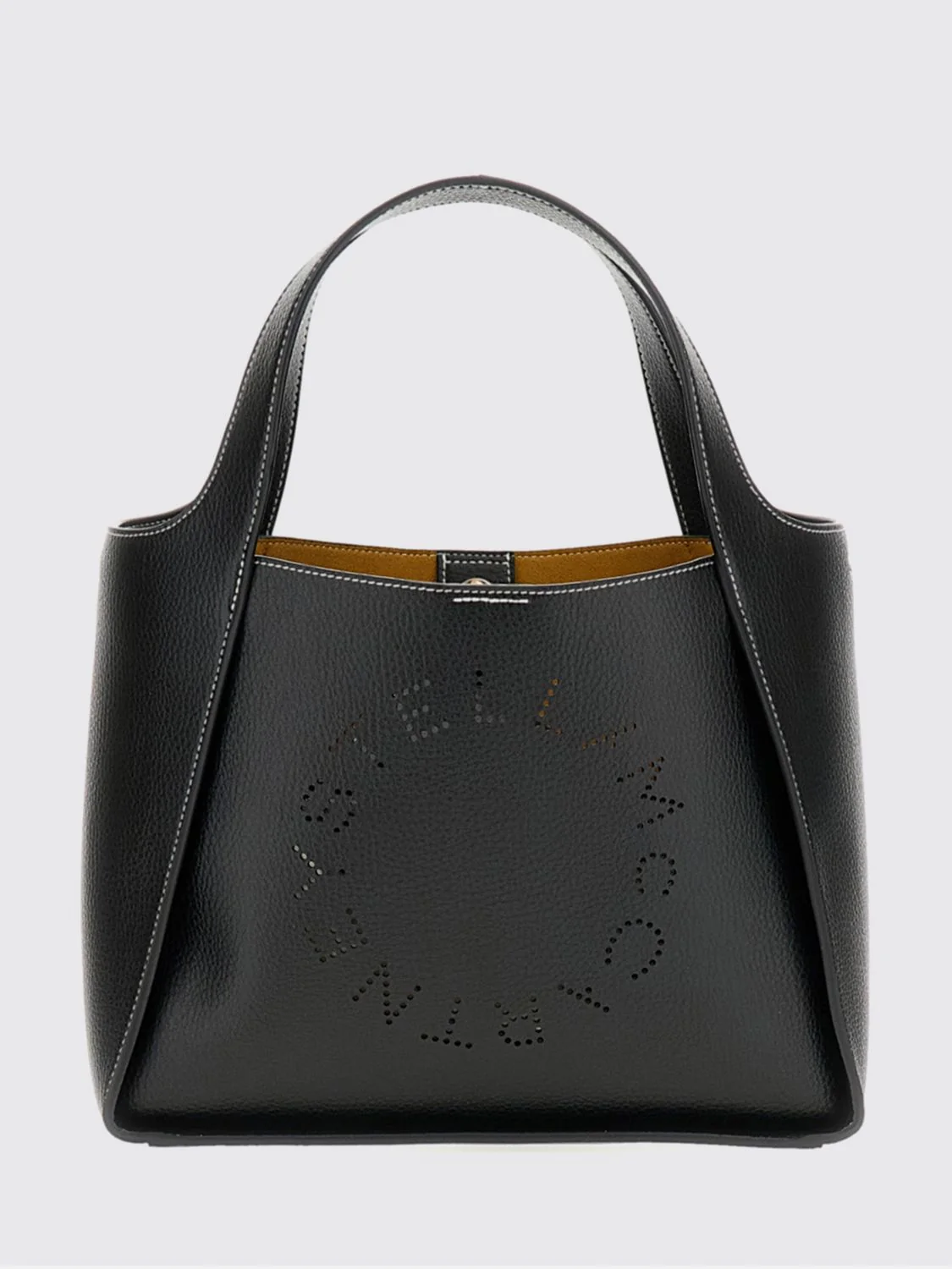 faux leather handbag with perforated logo and pouch