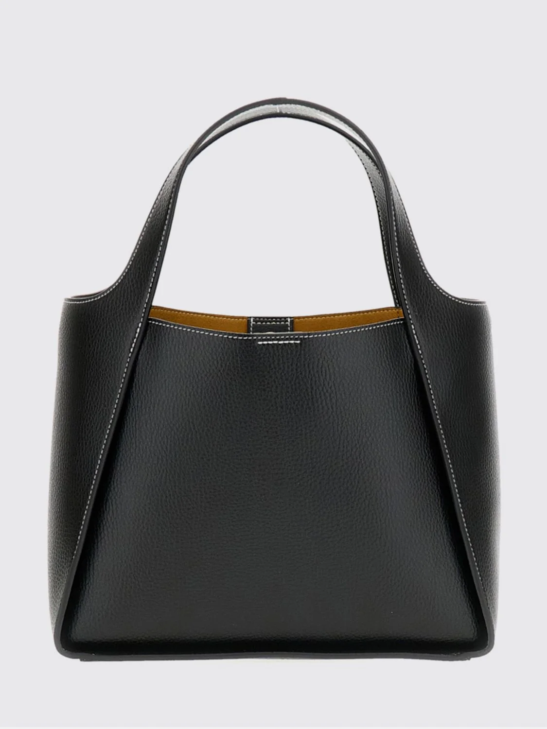 faux leather handbag with perforated logo and pouch