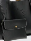 faux leather handbag with perforated logo and pouch