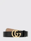 black leather belt with engraved logo buckle