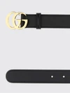 black leather belt with engraved logo buckle