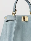 mini peekaboo bag in denim with leather handle and strap