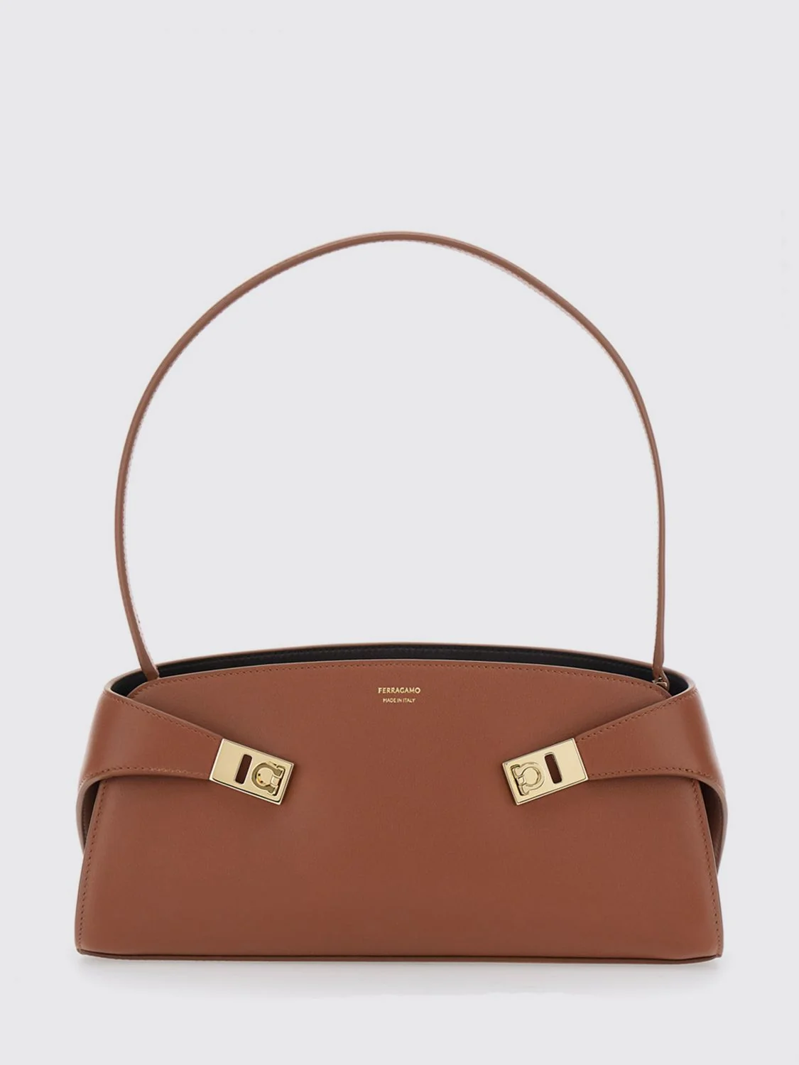 FERRAGAMO OS hug east-west smooth calfskin shoulder bag with zip