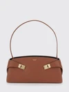 hug east-west smooth calfskin shoulder bag with zip
