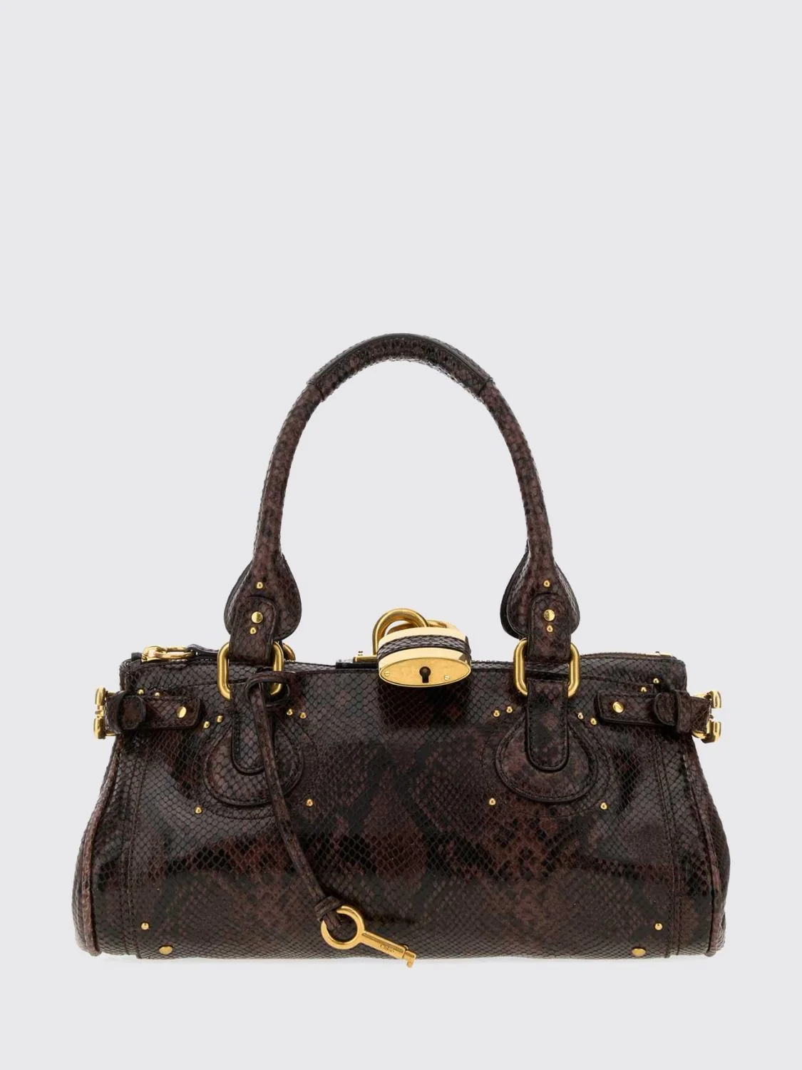 CHLOÉ OS chloé paddington python-print leather handbag with padlock