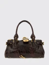 chloé paddington python-print leather handbag with padlock