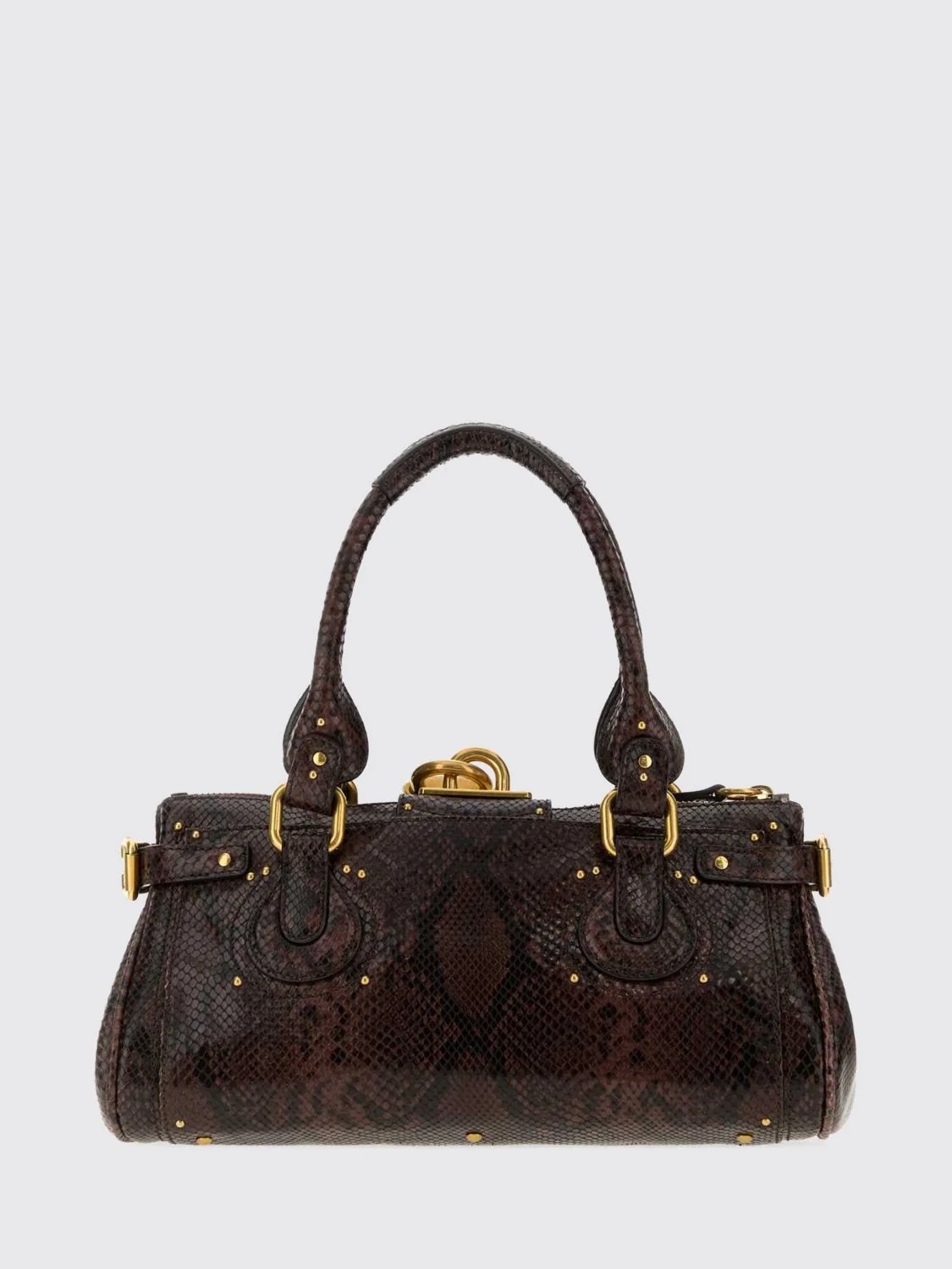 CHLOÉ OS chloé paddington python-print leather handbag with padlock