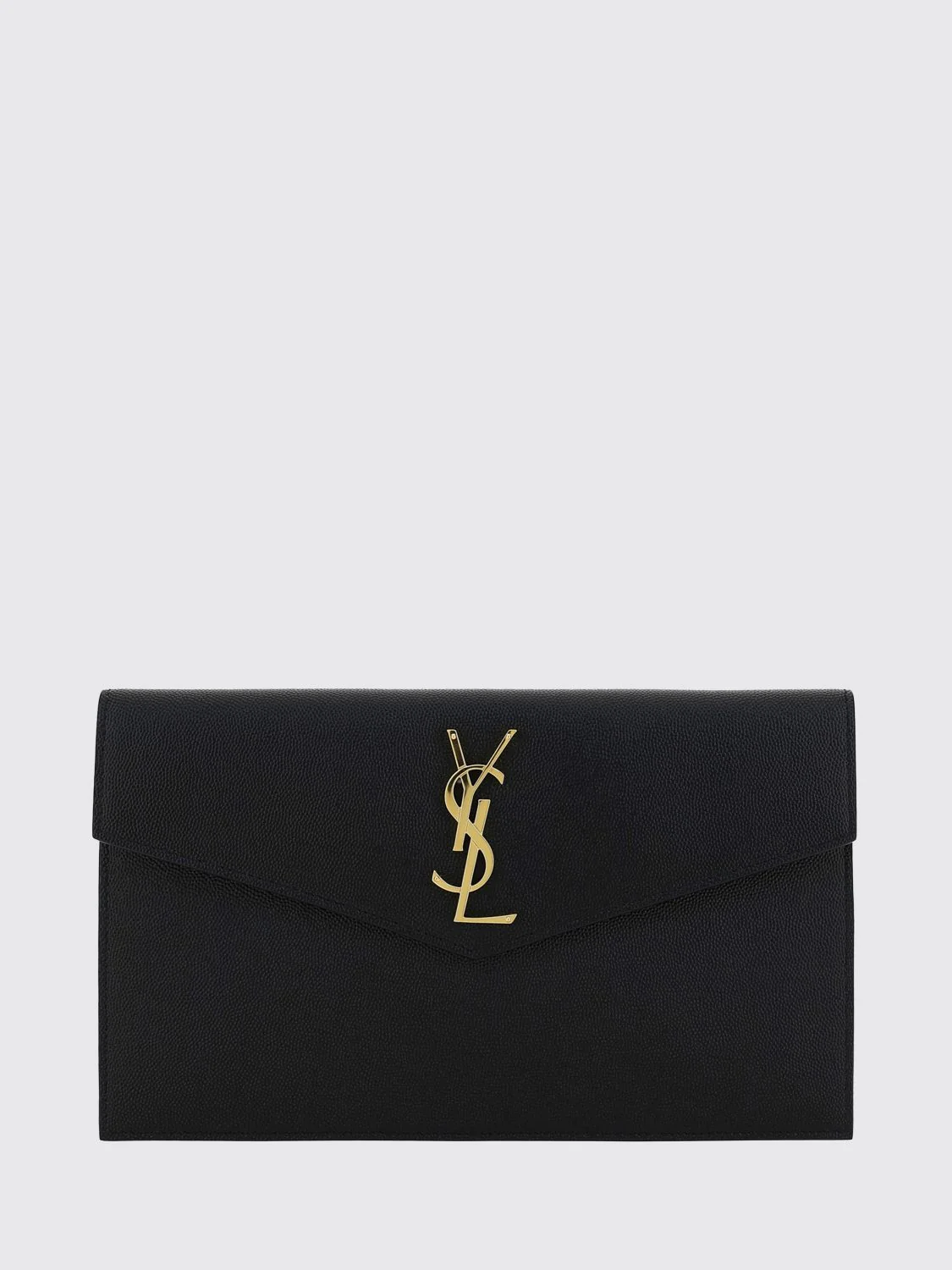 uptown grain de poudre leather envelope clutch with ysl logo